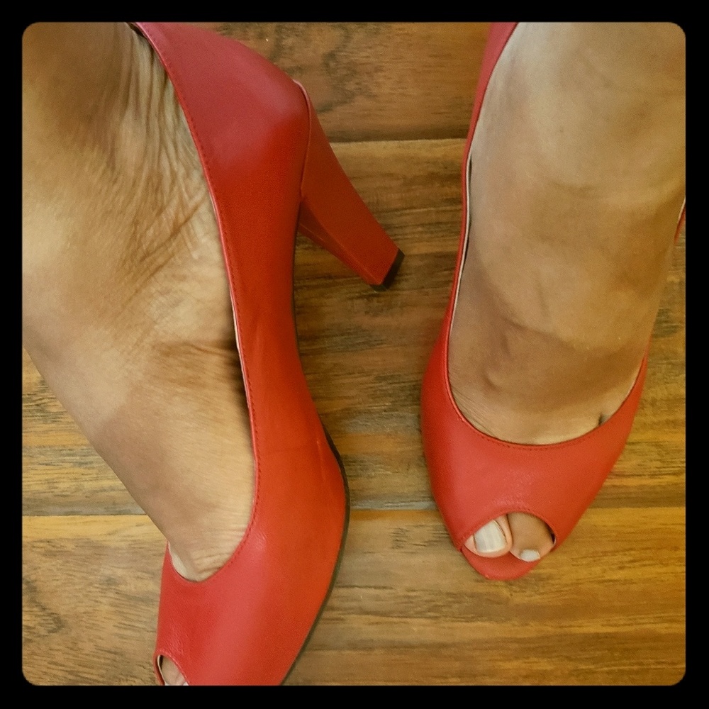 Red Genuine Leather Heels